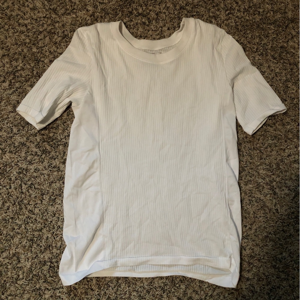Athleta womens scoop neck ribbed shirt size medium